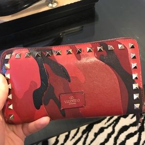Valentino red camo womens wallet
